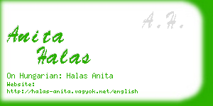 anita halas business card